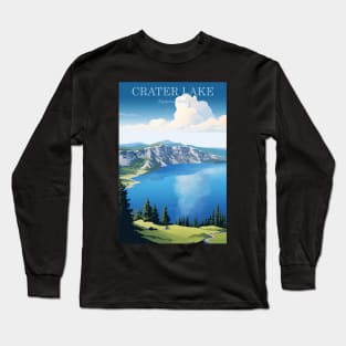 Crater Lake National Park Travel Poster Long Sleeve T-Shirt